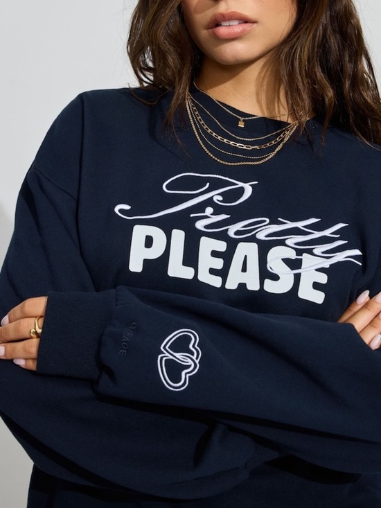 Garage Tops - Garage Navy 'Pretty Please' Graphic Crewneck Sweatshirt - Women